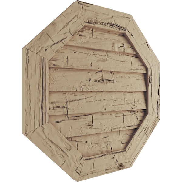 Timberthane Hand Hewn Octagonal Faux Wood Non-Functional Gable Vent, Primed Tan, 30W X 30H